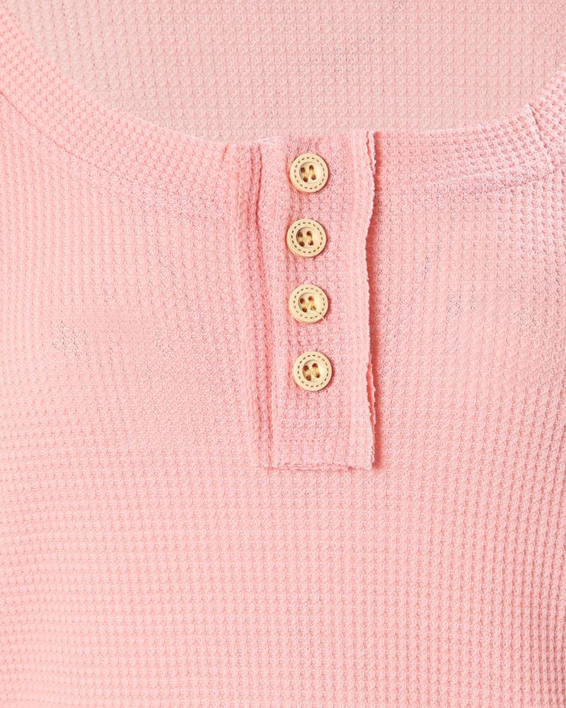 Button Detail Long Sleeve Top