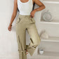 Snap Button Buckled Drawstring Cargo Pants