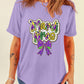 Wisteria mardi gras Bow Printed Crewneck Holiday T Shirt