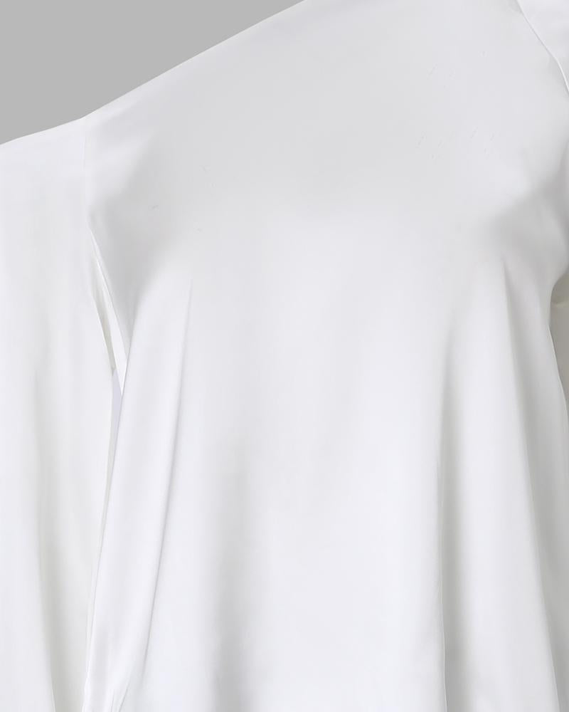 Satin Cold Shoulder Bell Sleeve Top & Pants Set