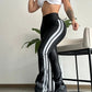 Striped High Waist Skinny Tummy Control Flared Pants Sporty Pants