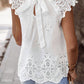 Eyelet Embroidery Hollow out Tied Detail Casual Top