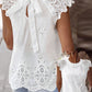 Eyelet Embroidery Hollow out Tied Detail Casual Top