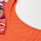 Orange Ribbed Knit Tiered Ruffled Sleeve Bodysuit