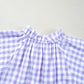 Lavendula Plaid Ruffle Wide Short Sleeve Babydoll Mini Dress