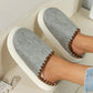 Medium Grey Thick Sole Plush Lined Home Slippers