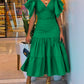 V Neck Ruffles Flutter Sleeve Casual Dress Backless Ruched Maxi Dress