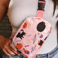 Light Pink Halloween Car Bat Pumpkin Print Square Crossbody Bag