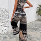 Tribal Print Sleeveless Wide Leg Jumpsuit