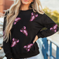 Black Sequined Crawfish Graphic Drop Shoulder Sweatshirt