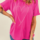 Rose Red Rhinestone Heart Graphic Crew Neck Valentines Tee