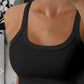 Scoop Neck Spaghetti Strap Ribbed Top Casual Sleeveless Slim Fit Tank