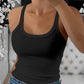 Scoop Neck Spaghetti Strap Ribbed Top Casual Sleeveless Slim Fit Tank