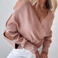 Rhinestone Heart Pattern Knit Sweater V Neck Hollow Out Batwing Sleeve Casual Top