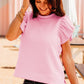 Pink Textured Ruffle Short Sleeve Pullover Top