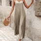 Buttoned Wide Leg Suspender Jumpsuit