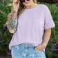 Orchid Petal Waffle Knit Short Sleeve Patched Pocket Plus Size Top