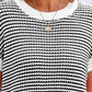 Striped Print Round Neck Cap Sleeve Knit Top Casual Contrast Binding Pullover Sweater Tank