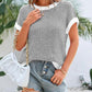 Striped Print Round Neck Cap Sleeve Knit Top Casual Contrast Binding Pullover Sweater Tank