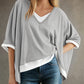 V Neck Batwing Sleeve Casual T Shirt
