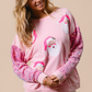 Pink Sequined Santa Claus Long Sleeve Christmas Sweatshirt
