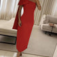 Skew Neck Sleeveless Bowknot Design Maxi Bodycon Evening Dress