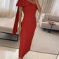 Skew Neck Sleeveless Bowknot Design Maxi Bodycon Evening Dress