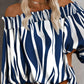 Zebra Stripe Print Off Shoulder Lantern Sleeve Top