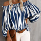 Zebra Stripe Print Off Shoulder Lantern Sleeve Top