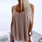 Love Heart Pattern Contrast Lace Layered Chiffon Tank Top