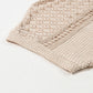 Oatmeal Lace Patchwork Waffle Short Sleeve Top