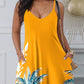 Tropical Print Spaghetti Strap Pocket Design Casual Dress