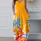 Tropical Print Spaghetti Strap Pocket Design Casual Dress