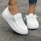 White Ribbed Lace-up Decor Slip On Shoes