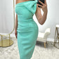 Bowknot Decor One Shoulder Party Dress