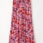 Purple Floral Wide Leg Elastic High Waist Pants
