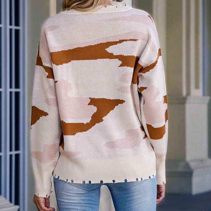 Apricot-Womens-Long-Sleeve-Round-Neck-Printed-Tunic-Sweater-K305-Back