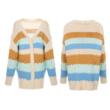 Beige-Womens-Open-Front-Cardigan-Striped-Color-Block-Long-Sleeve-Lightweight-Sweater-Outwear-K598-Detail