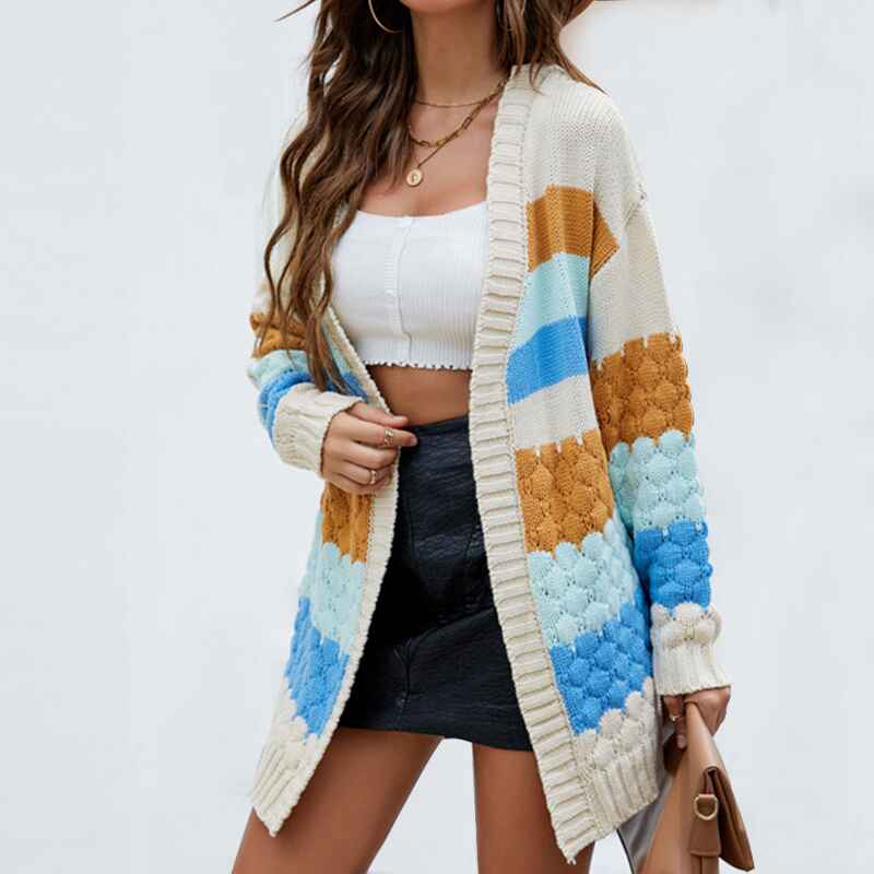 Beige-Womens-Open-Front-Cardigan-Striped-Color-Block-Long-Sleeve-Lightweight-Sweater-Outwear-K598-Side-2
