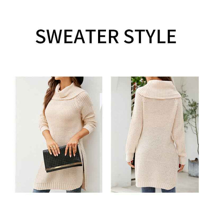 Beige-Womens-Turtleneck-Long-Sleeve-Tunic-Sweater-Oversized-Chunky-Knit-Pullover-Jumper-Tops-K607-Detail