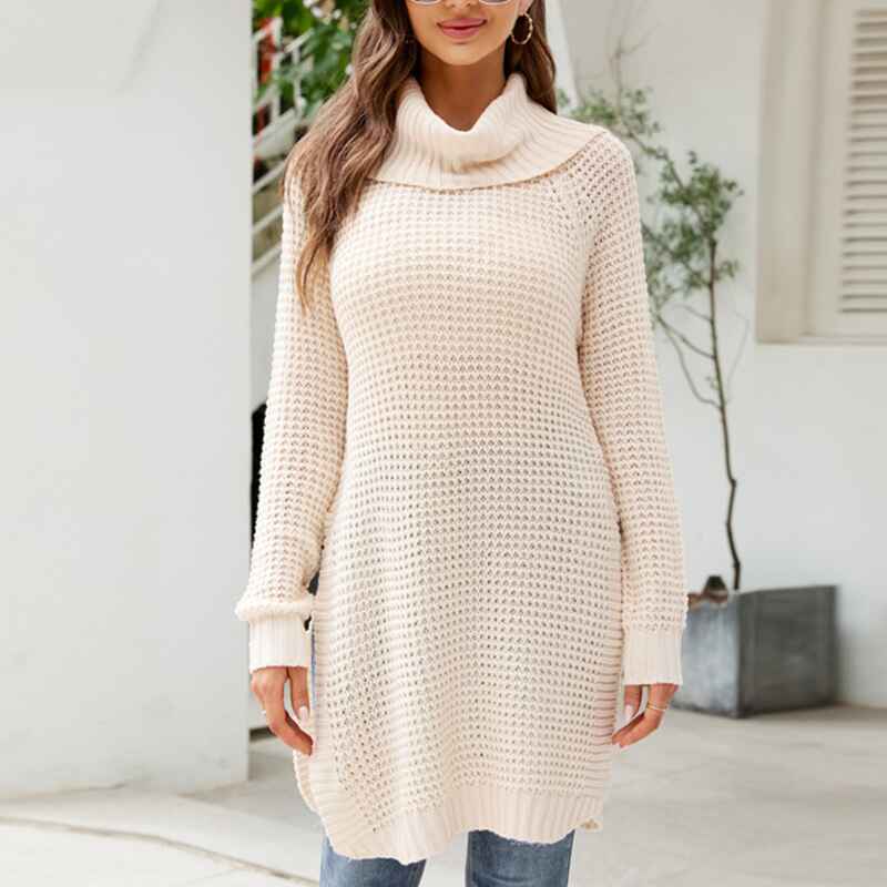 Beige-Womens-Turtleneck-Long-Sleeve-Tunic-Sweater-Oversized-Chunky-Knit-Pullover-Jumper-Tops-K607-Front-2