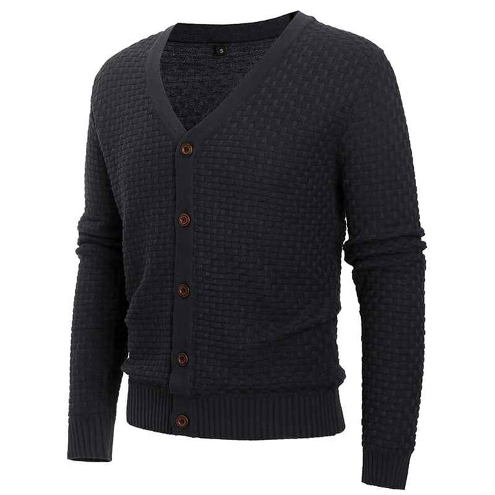    Black-Mens-New-Knitted-Sweater-Cardigan-Fashion-Casual-V-neck-Button-Sweater-G105-Side
