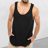 Black-Mens-Tank-Tops-Casual-Sleeveless-Lightweight-Muscle-Shirts-Knit-Loose-Cami-Shirt-Summer-Sweater-Vest-Blouses-G083