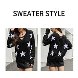 Black-Star-Patterned-Pullover-Sweater-for-Women-Comfortable-Long-Sleeve-Tops-and-Lightweight-K608-Detail