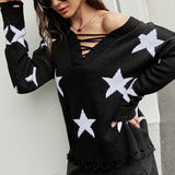 Black-Star-Patterned-Pullover-Sweater-for-Women-Comfortable-Long-Sleeve-Tops-and-Lightweight-K608-Front-2