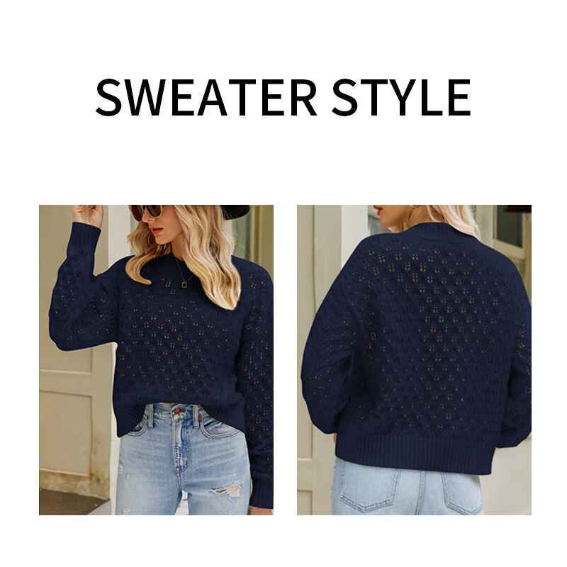 Black-Women-Crochet-Hollow-Out-Crewneck-Long-Sleeve-Knit-Sweaters-Pullover-Jumper-Tops-K596-Detail