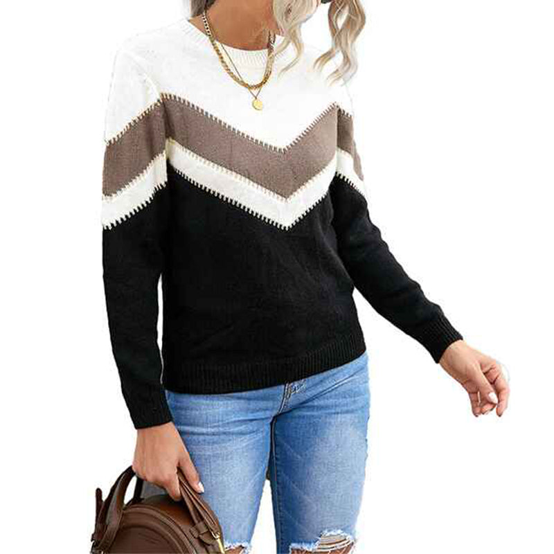 Black-Women-Long-Sleeve-Crew-Neck-Pullovers-Stitching-Color-Loose-Knitted-Sweaters-K173