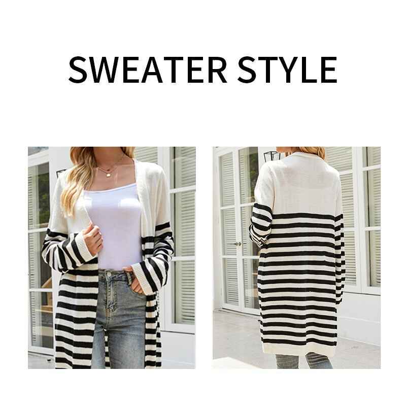 Black-Womens-Color-Block-Striped-Draped-Cardigan-Long-Sleeve-Casual-Knit-Sweaters-Coat-Soft-Outwear-K597-Detail