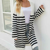 Black-Womens-Color-Block-Striped-Draped-Cardigan-Long-Sleeve-Casual-Knit-Sweaters-Coat-Soft-Outwear-K597