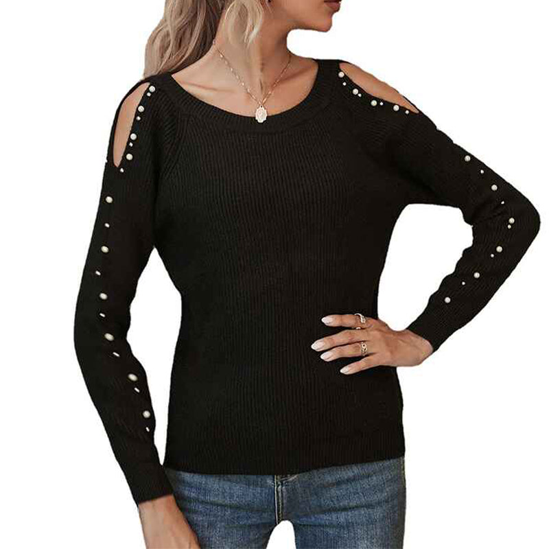 Black-Womens-Knit-Solid-Crop-Sweater-Crewneck-Long-Sleeve-Loose-Fit-Cropped-Knitted-Pullover-Top-Knitwear-Sweaters-K359